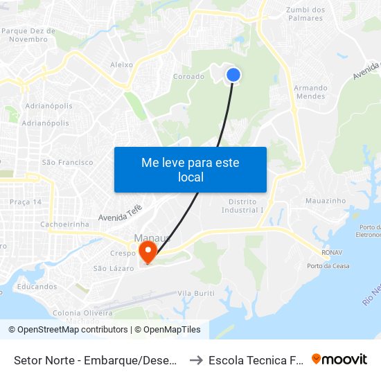 Setor Norte - Embarque/Desembarque to Escola Tecnica Fucapi map