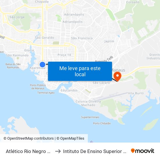 Atlético Rio Negro Clube to Intituto De Ensino Superior Fucapi map