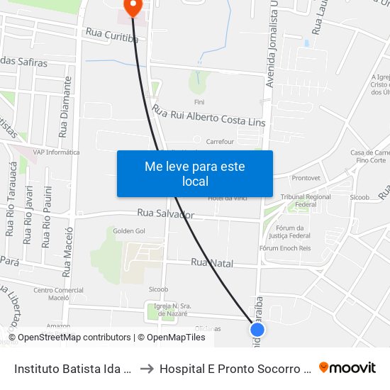 Instituto Batista Ida Nelson C/B to Hospital E Pronto Socorro 28 De Agosto map