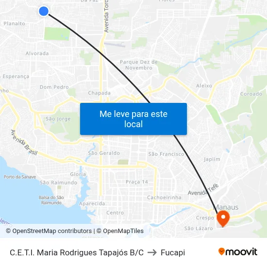 C.E.T.I. Maria Rodrigues Tapajós B/C to Fucapi map