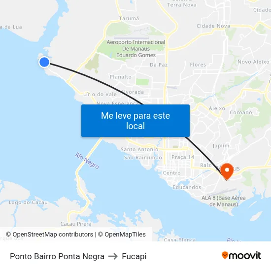 Ponto Bairro Ponta Negra to Fucapi map