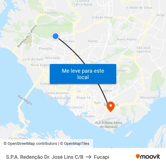 S.P.A. Redenção Dr. José Lins C/B to Fucapi map