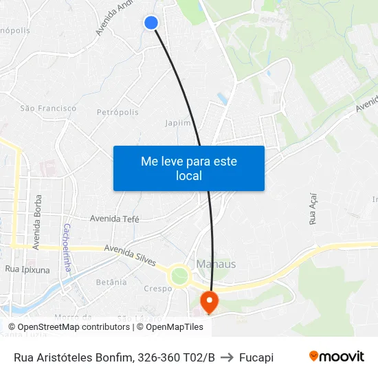 Rua Aristóteles Bonfim, 326-360 T02/B to Fucapi map