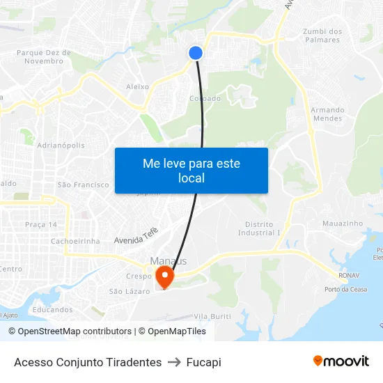 Acesso Conjunto Tiradentes to Fucapi map