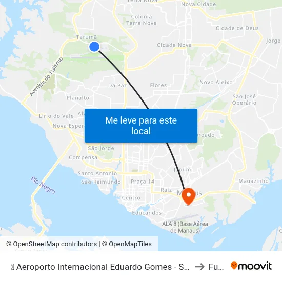 ✈️ Aeroporto Internacional Eduardo Gomes - Sentido Av. Do Turismo to Fucapi map