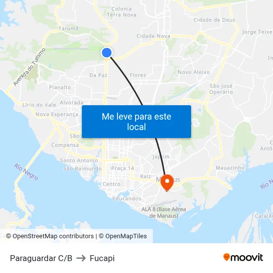 Paraguardar C/B to Fucapi map