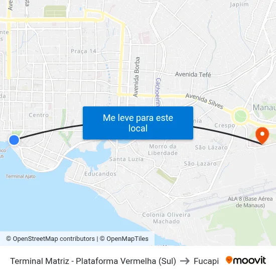 Terminal Matriz - Plataforma Vermelha (Sul) to Fucapi map