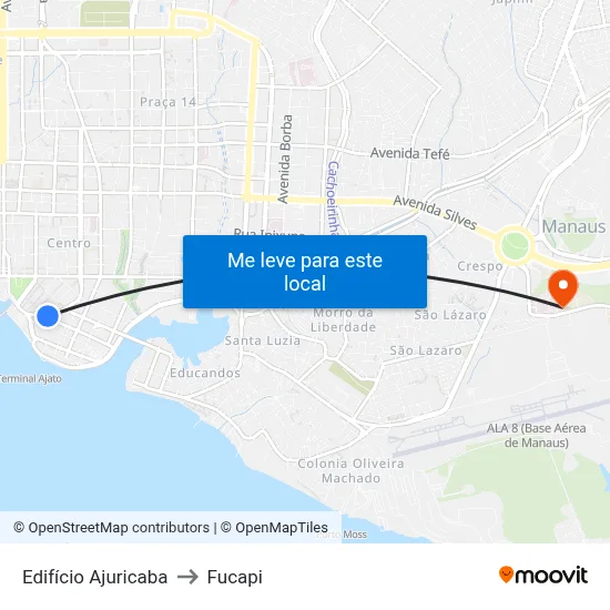 Edifício Ajuricaba to Fucapi map
