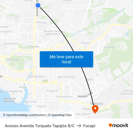 Acesso Avenida Torquato Tapajós B/C to Fucapi map