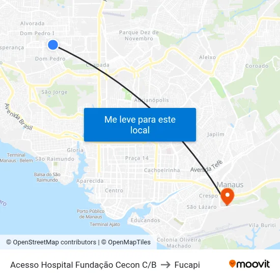 Acesso Hospital Fundação Cecon C/B to Fucapi map