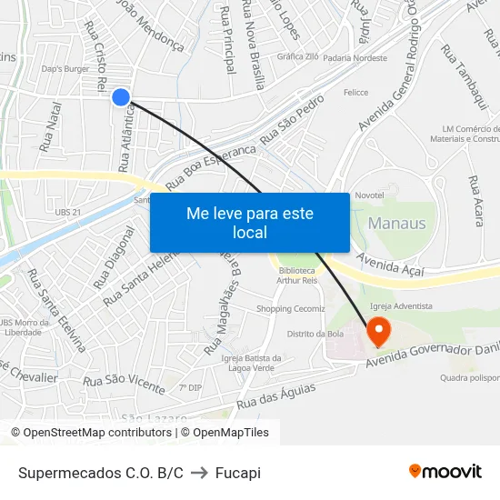 Supermecados C.O. B/C to Fucapi map