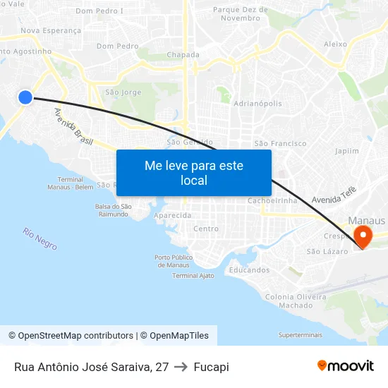 Rua Antônio José Saraiva, 27 to Fucapi map