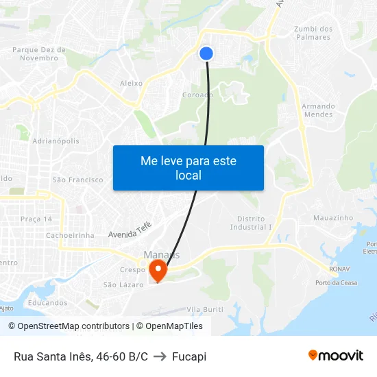Rua Santa Inês, 46-60 B/C to Fucapi map