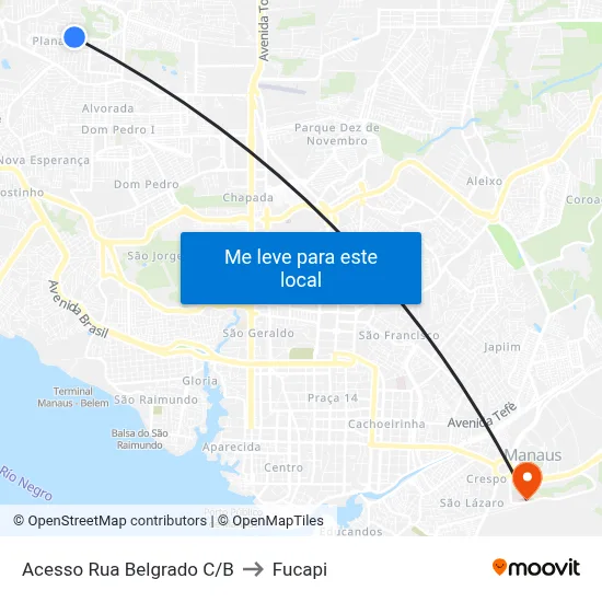 Acesso Rua Belgrado C/B to Fucapi map