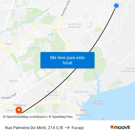 Rua Palmeira Do Miriti, 214 C/B to Fucapi map
