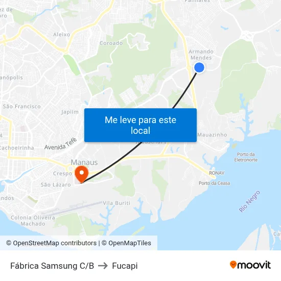 Fábrica Samsung C/B to Fucapi map