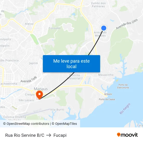 Rua Rio Servine B/C to Fucapi map