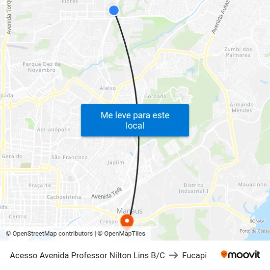 Acesso Avenida Professor Nilton Lins B/C to Fucapi map