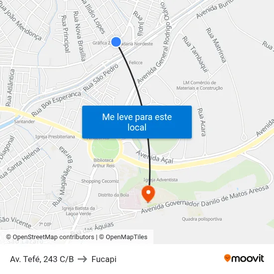 Av. Tefé, 243 C/B to Fucapi map