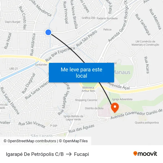 Igarapé De Petrópolis C/B to Fucapi map