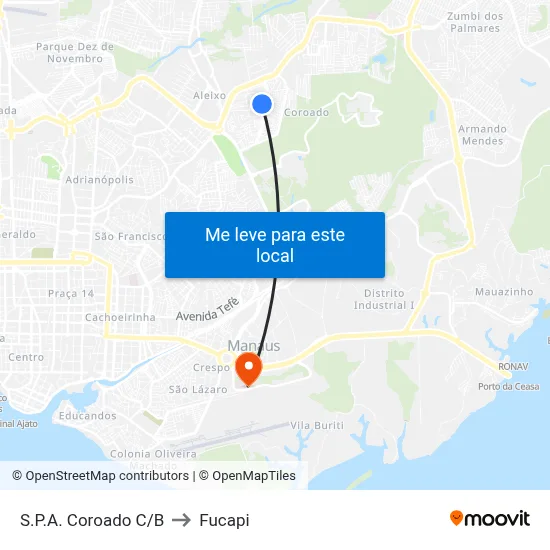 S.P.A. Coroado C/B to Fucapi map