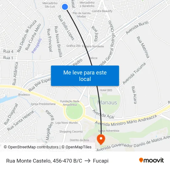 Rua Monte Castelo, 456-470 B/C to Fucapi map