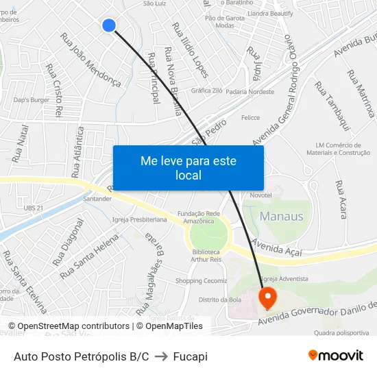 Auto Posto Petrópolis B/C to Fucapi map
