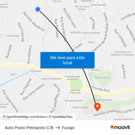 Auto Posto Petrópolis C/B to Fucapi map