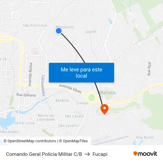Comando Geral Polícia Militar C/B to Fucapi map