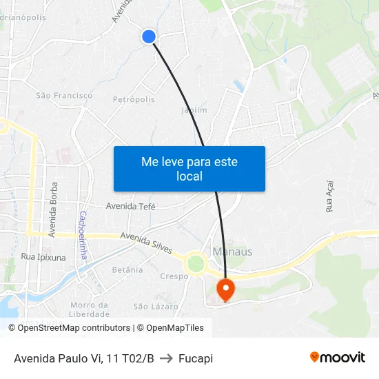 Avenida Paulo Vi, 11 T02/B to Fucapi map