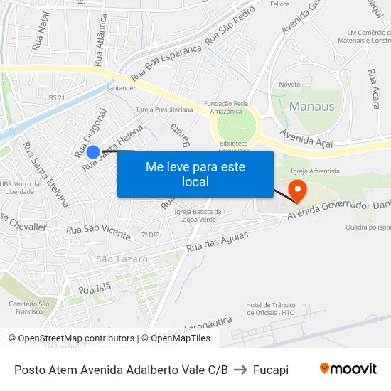 Posto Atem Avenida Adalberto Vale C/B to Fucapi map