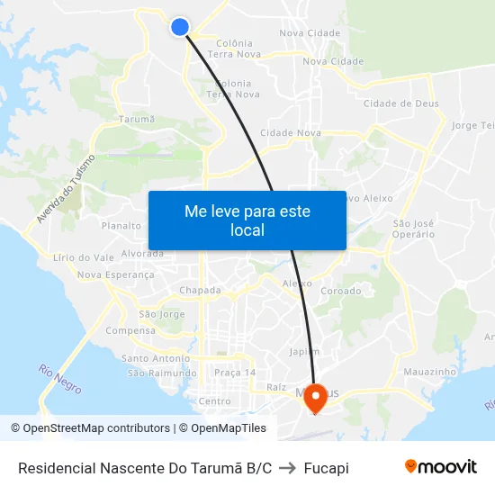 Residencial Nascente Do Tarumã B/C to Fucapi map
