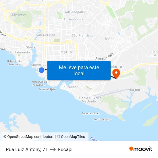 Rua Luiz Antony, 71 to Fucapi map