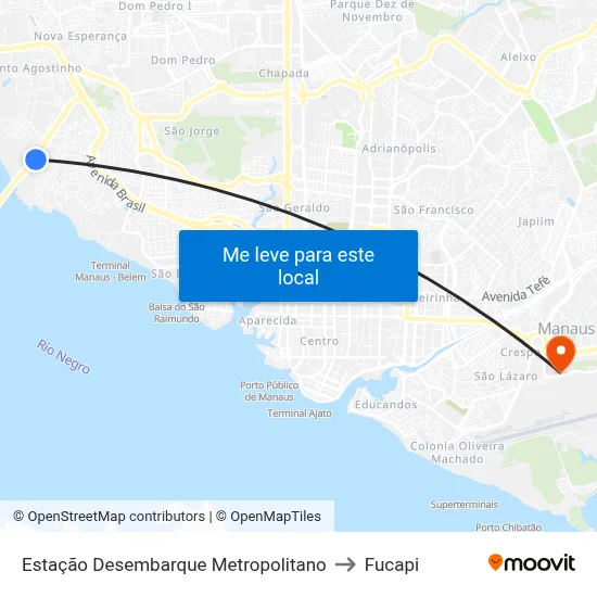 Estação Desembarque Metropolitano to Fucapi map