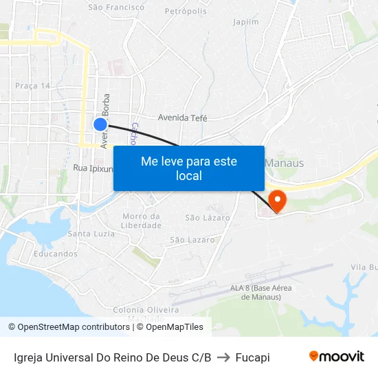 Igreja Universal Do Reino De Deus C/B to Fucapi map