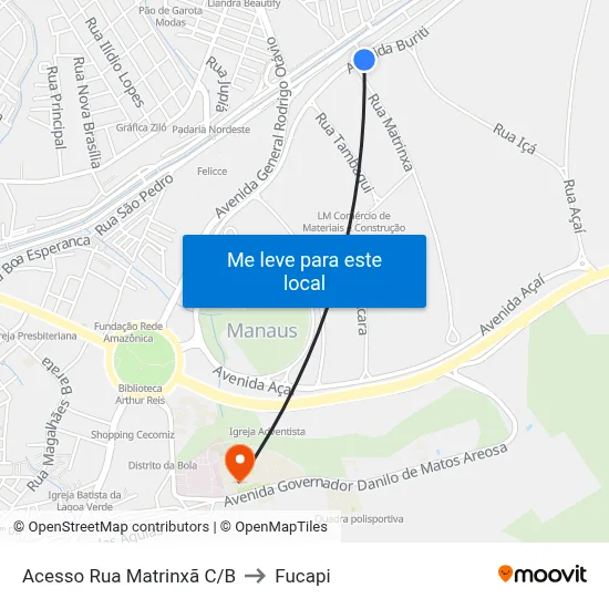 Acesso Rua Matrinxã C/B to Fucapi map