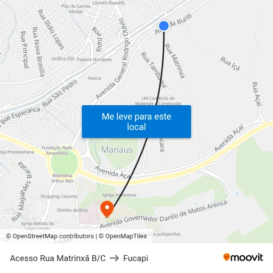 Acesso Rua Matrinxã B/C to Fucapi map