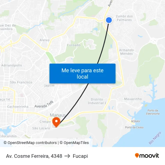 Av. Cosme Ferreira, 4348 to Fucapi map