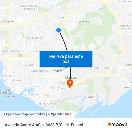 Avenida André Araújo, 8630 B/C to Fucapi map
