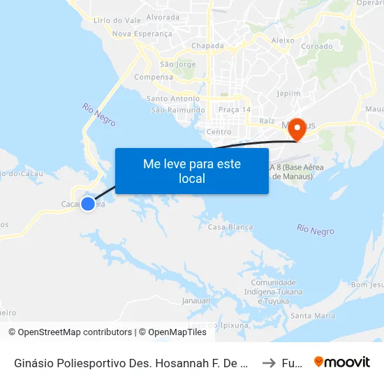 Ginásio Poliesportivo Des. Hosannah F. De Menezes (Cacau) to Fucapi map
