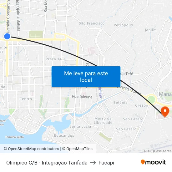 Olímpico C/B - Integração Tarifada to Fucapi map