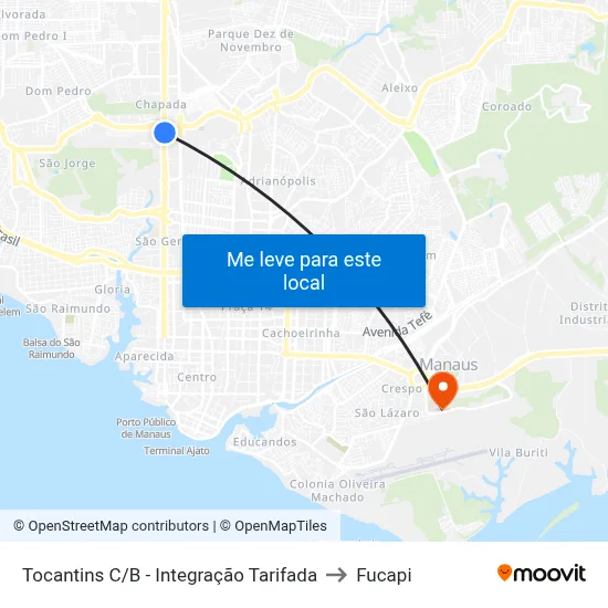 Tocantins C/B - Integração Tarifada to Fucapi map