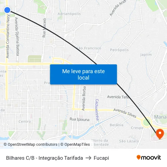 Bilhares C/B - Integração Tarifada to Fucapi map