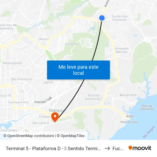 Terminal 5 - Plataforma D - ⓴ Sentido Terminal 4 to Fucapi map