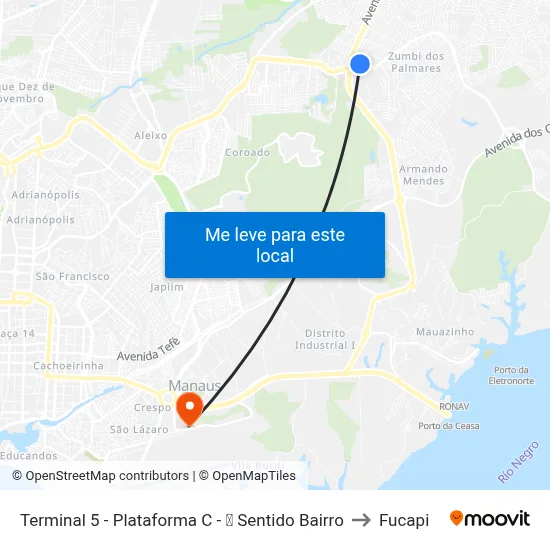 Terminal 5 - Plataforma C - ➓ Sentido Bairro to Fucapi map