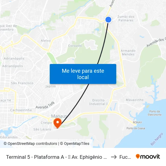 Terminal 5 - Plataforma A - ➊ Av. Ephigênio Salles to Fucapi map
