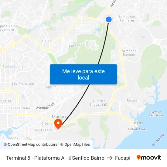 Terminal 5 - Plataforma A - ➌ Sentido Bairro to Fucapi map