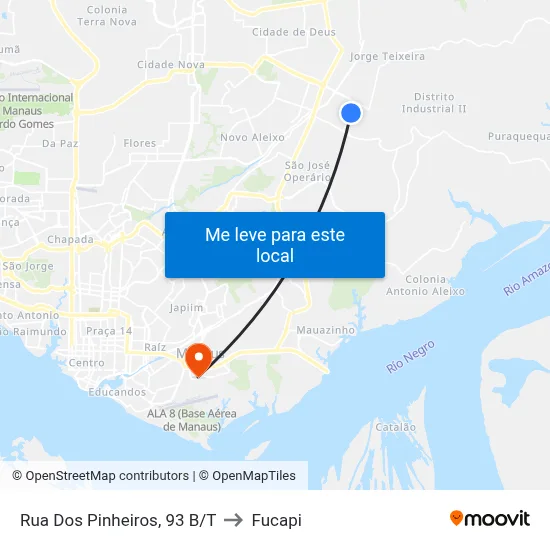 Rua Dos Pinheiros, 93 B/T to Fucapi map