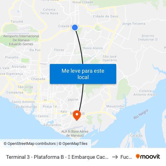 Terminal 3 - Plataforma B - ➓ Embarque Cachoeirinha to Fucapi map