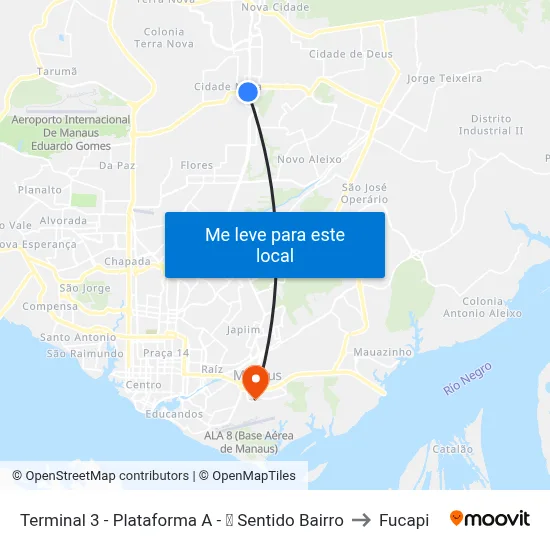 Terminal 3 - Plataforma A - ➏ Sentido Bairro to Fucapi map